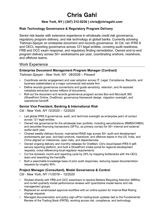 Resume preview — first page